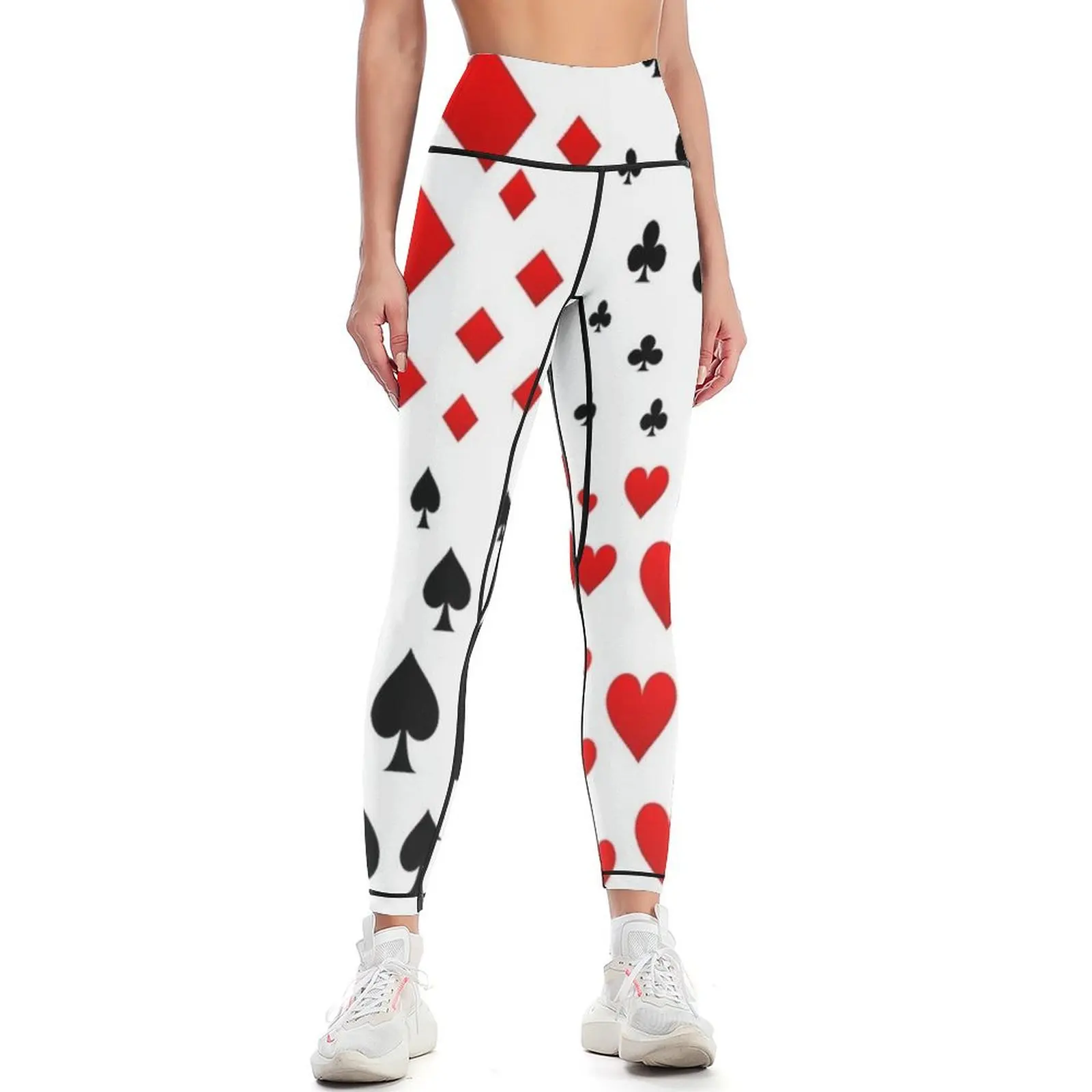 DECORATIVERED& BLACK PLAYING CARDS ART Leggings Women sports Sports female Womens Leggings