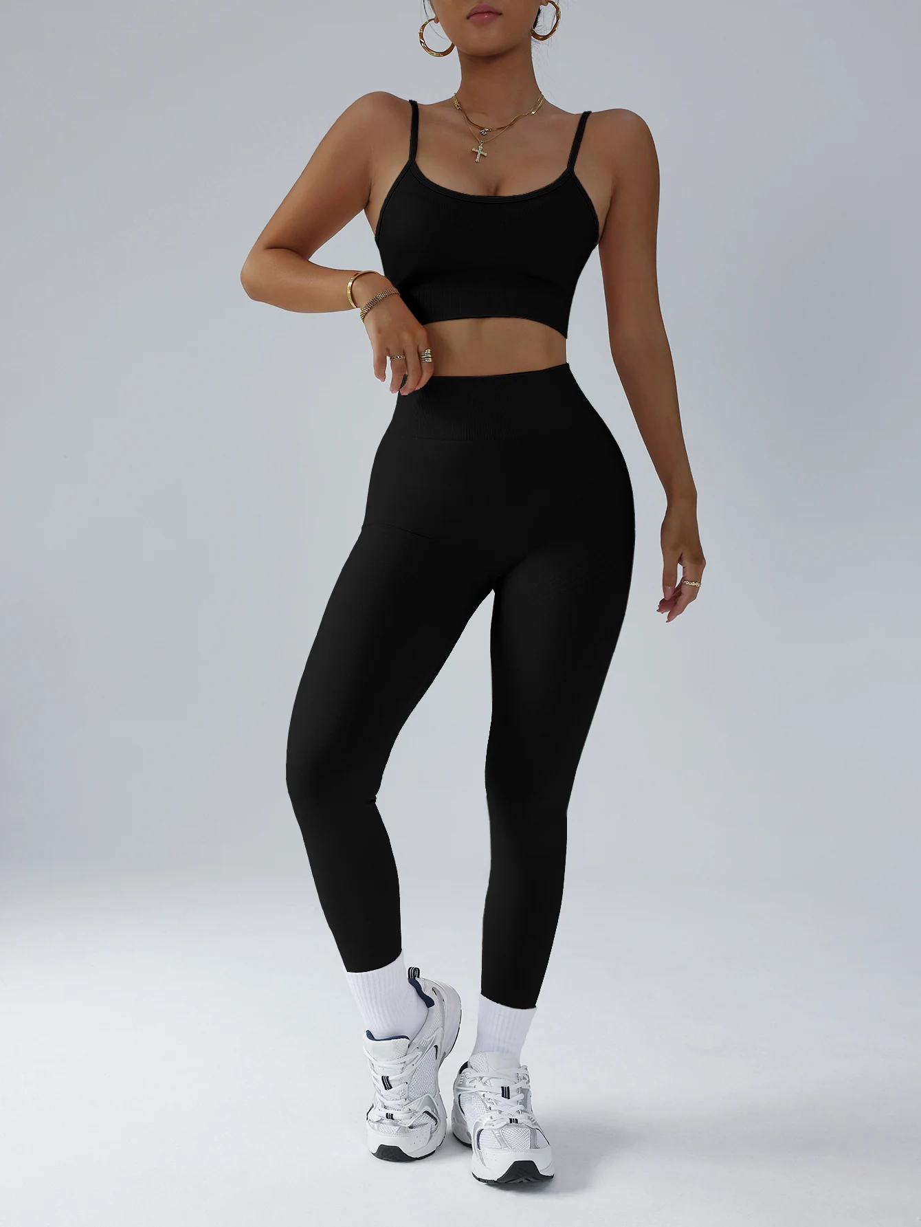 Ropa de gimnasio para mujer, conjunto de 2 uds de Yoga, Sujetador deportivo transpirable, mallas de cintura alta, chándal para mujer, ropa deportiva, traje de Fitness