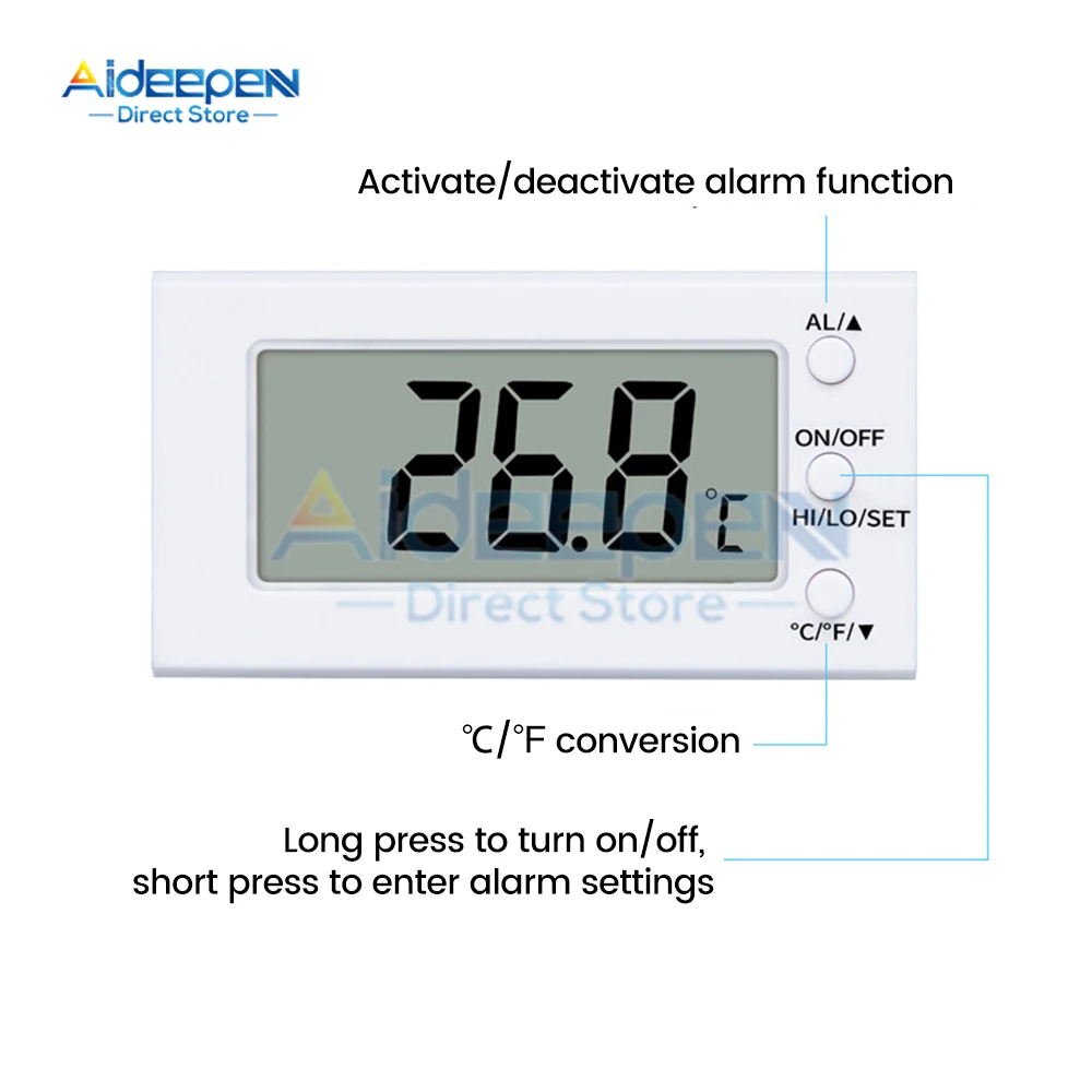 -50~300 ℃ Embedded Electronic Digital Thermometer Oven High-temperature Resistant Thermometer Temperature Sensor With Probe