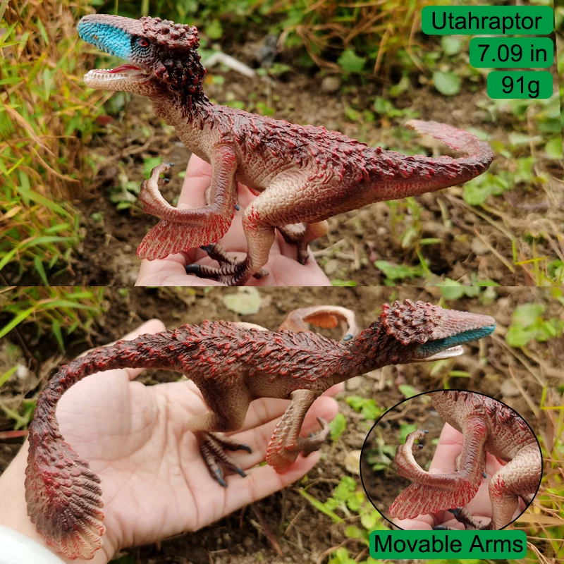 Utahraptor Dinosaur Toy with Moveable Arms Educational Animal Model for Collector, Dinosaur Fanatics, Birthday Gift