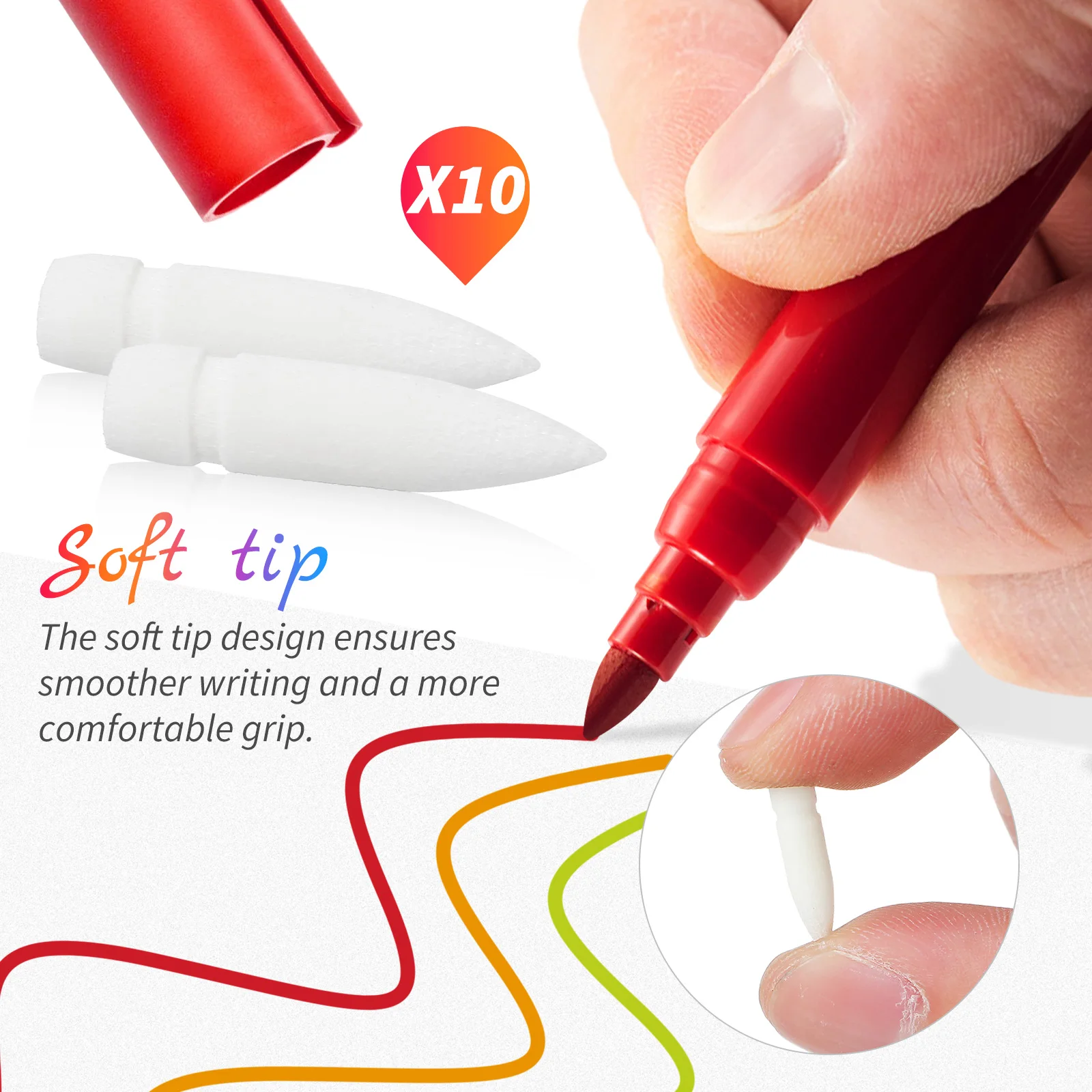 

10pcs Acrylic Paint Marker Nibs Fine Tip Replacement Points Refillable Brush Pens Nibs Art For Sketch Drawing Oil Markers White