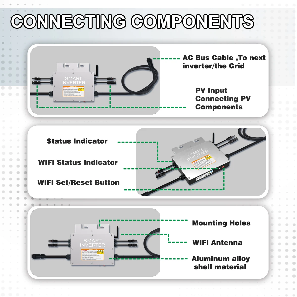 Imagem -04 - Eoexby Grid Tie Micro Inversor Comunicação Wifi Impermeável Mppt Empilhável Dc2060v Entrada Solar para 30v 36v Painel pv 600w 700w