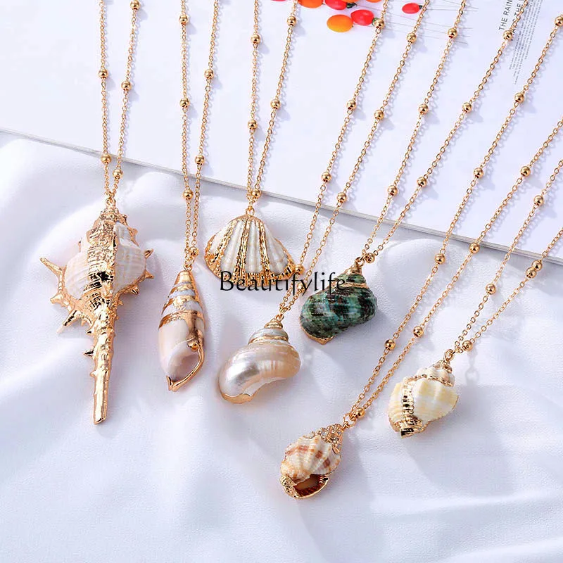 New Women's, Beach Shell Gold-plated Edge Conch Jewelry