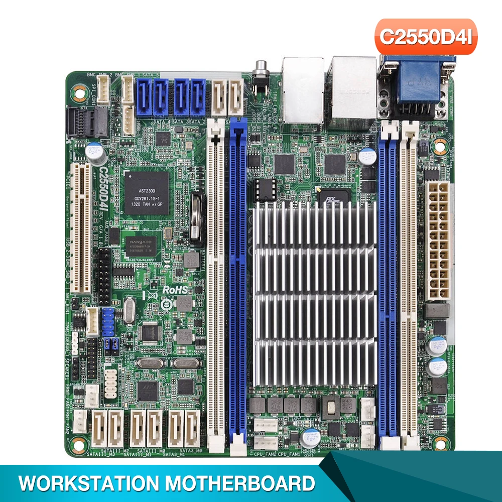 C2550D4I For ASRock Rack Server Onboard CPU Motherboard SOC Supports IPMI