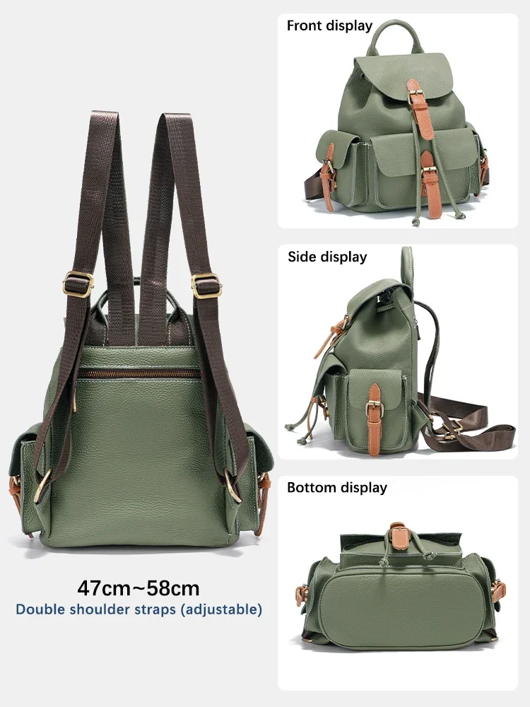 Zaino Zency in vera pelle al 100% per donna Borsa da trekking da viaggio di grande capacità Zaino grande classico per ragazze da donna urbane con