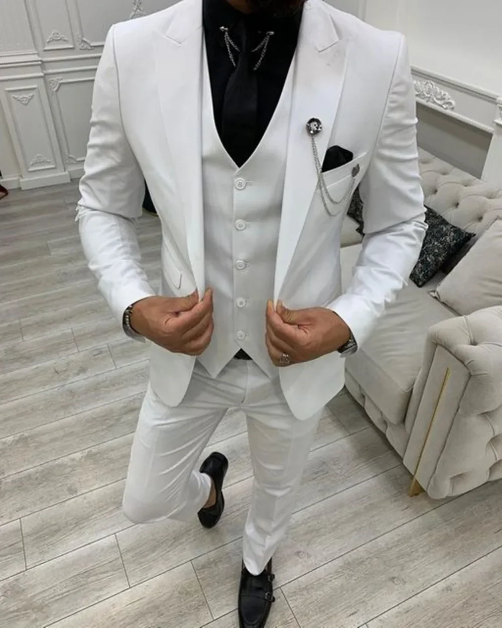 2024 Green Peak Lapel Slim Fit pria, setelan jas 3 buah tuksedo Terno Masculino Blazer set pengantin pria pernikahan Prom kostum Homme