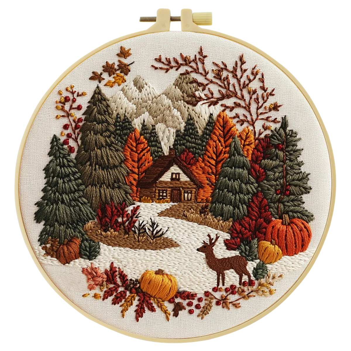1 Stück 20X20CM/15X15CM 7,87/6,3 Zoll Wald-Stickerei-Starter-Kit DIY-Kit DIY-Stickerei-Set für Anfänger – Detail 4