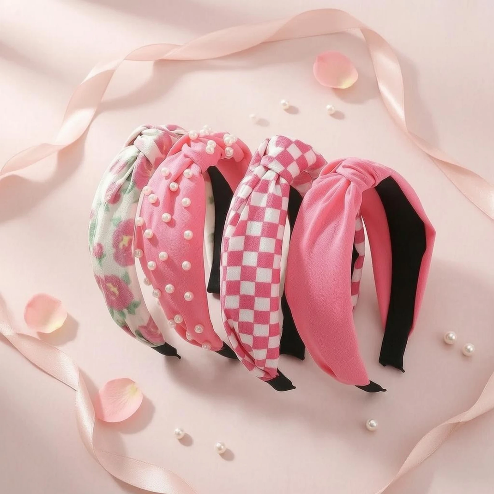 5 Pieces Padded Headband Floral Print Textile Headband Textile Hairband Comfortable Fashion Accessory Stretchy
