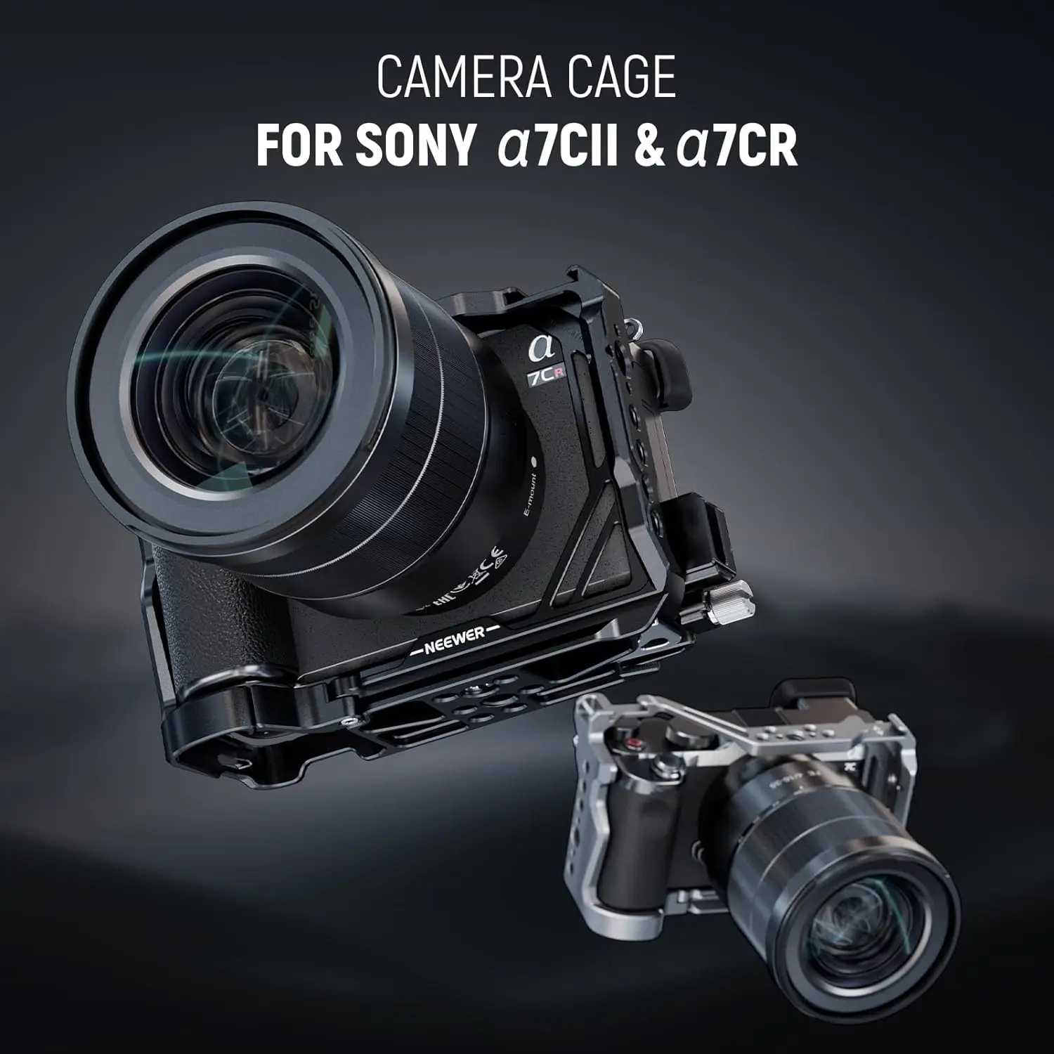 NEEWER A7C II A7CR Camera Cage, Aluminum Video Rig with QR Base Arca Type Anti Slip Compatible with Sony DJI RS Gimbal