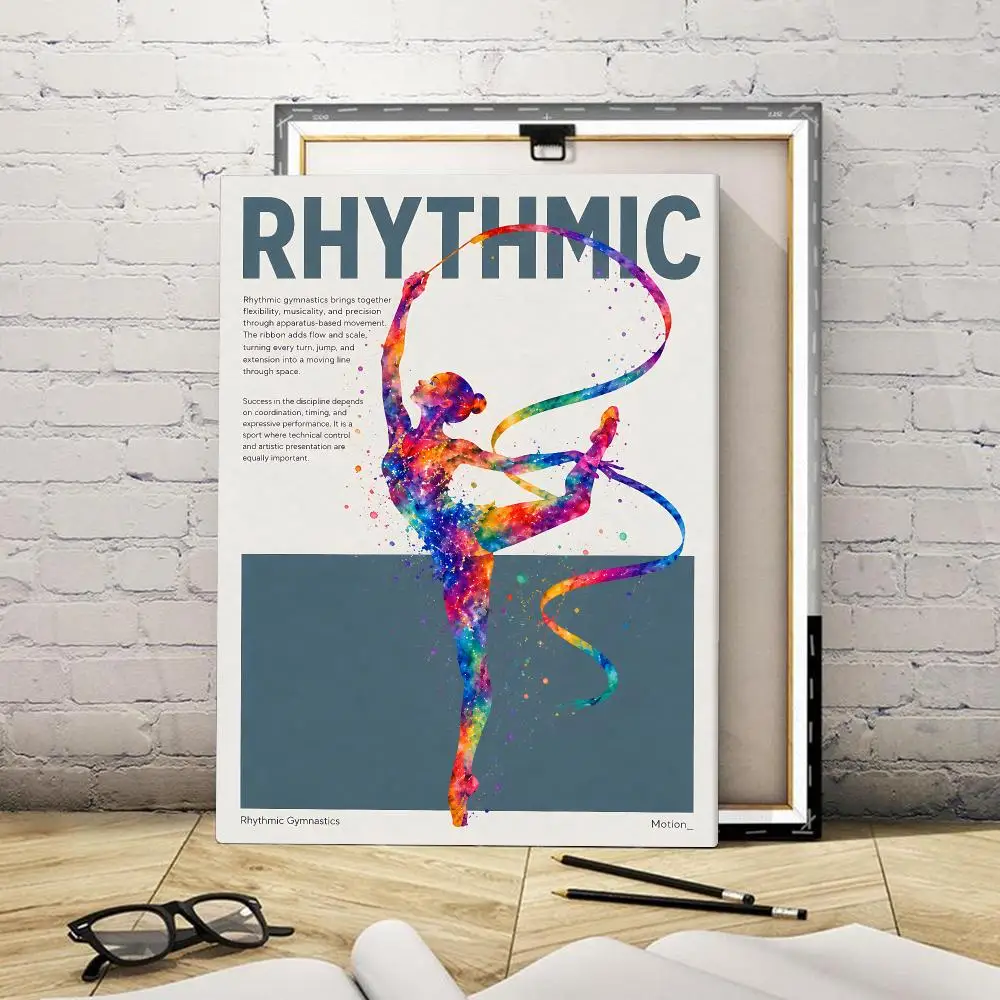 Girls ballet gymnastics fitness Framed Wall Painting Canvas Art Poster Solid Wood Frame for Room Living Home Decor