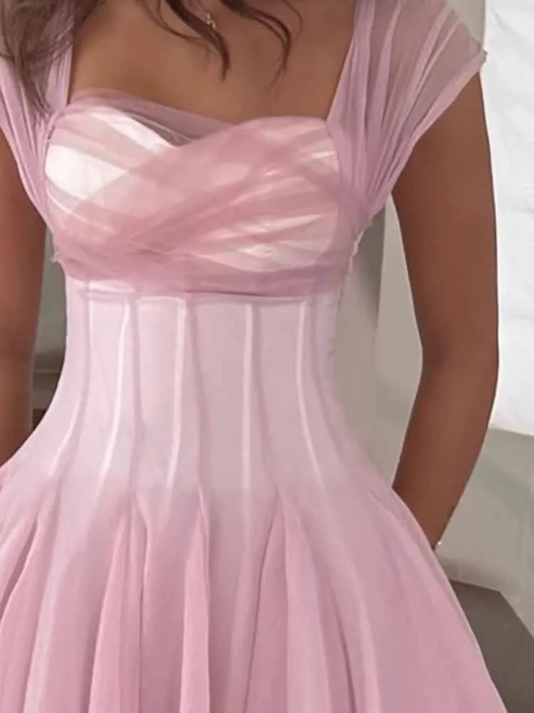 Vestidos de Noite Elegantes Sem Mangas, Slim, em Tecido Liso, Vestidos de Festa com Decote Quadrado, Moda Feminina, Vestido Longo Drapeado de Cintura Alta