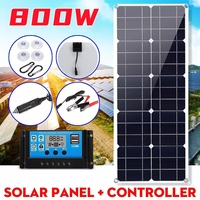 800W Portable Solar Panel 12V Waterproof Flexible Solar Panel Kit 100A Controller Home Camping RV Outdoor Battery Charger