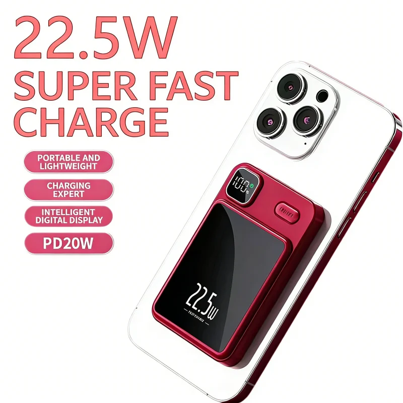 

2026 PD 22.5W Magnetic Wireless Portable Power Bank Fast Charging for Magsafe External Battery Charger Cases for iphone Samsung