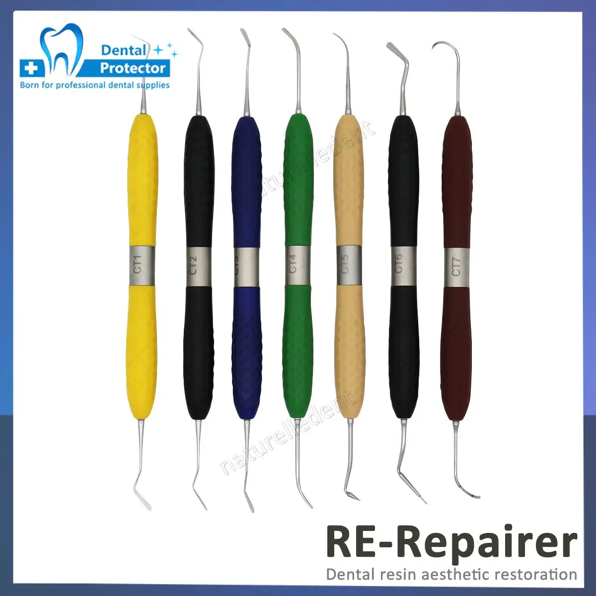 3H 7pcs Dentals Composite Resins Filling Spatula Instrument Aesthetic Restoration Resins Filler Kit fit for LM