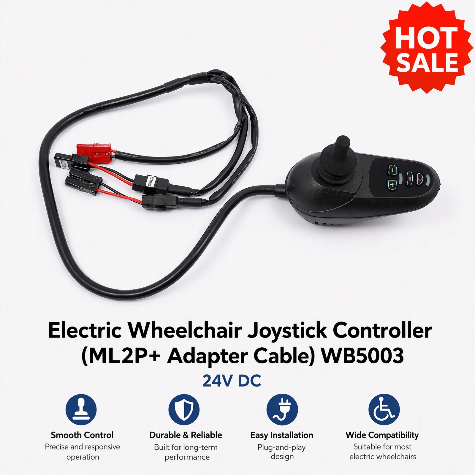 Electric Wheelchair Joystick Controller, Durable ABS Aluminum, Five-Speed Adjustable, Directional Control with Voice Alerts, Suitable for Disabled Care