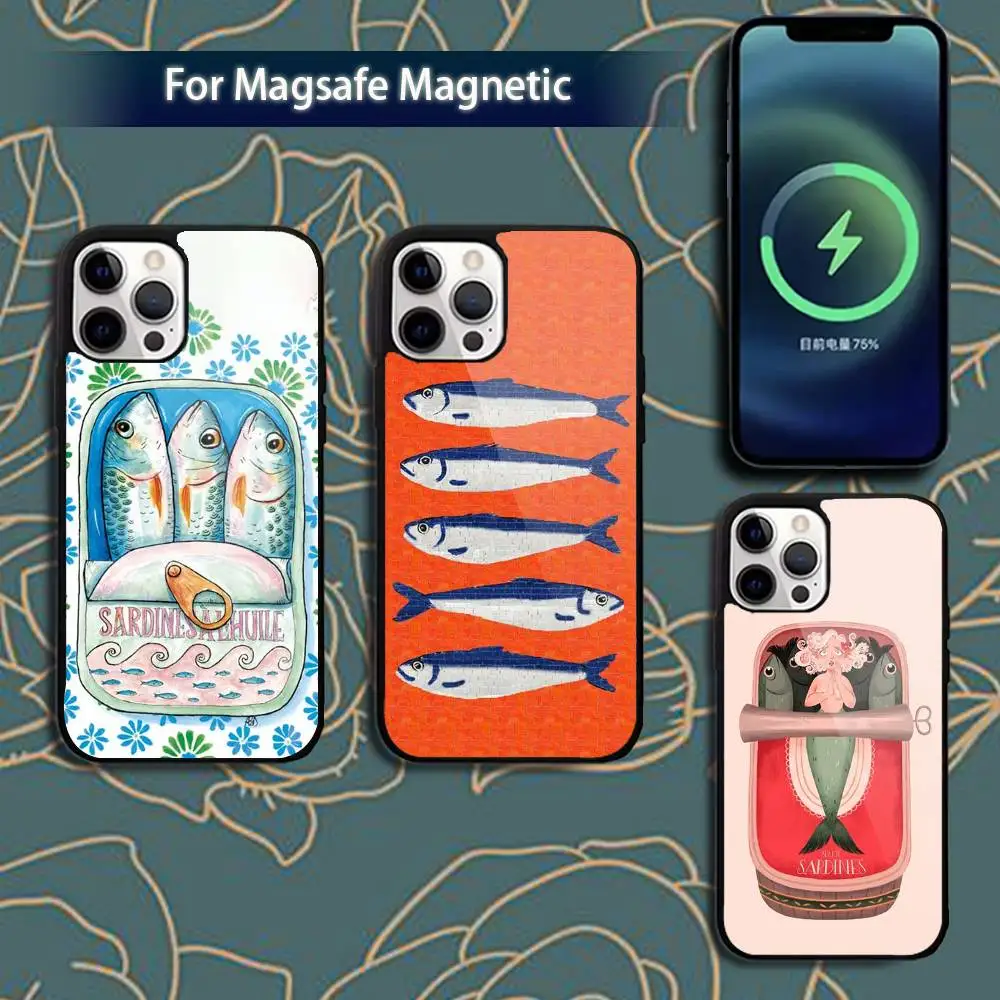 

F-Fish Funny S-Sardines Phone Case For iPhone 16,15,14,13,12,11,Pro,Max,Plus,Mini,Magsafe,Magnetic Wireless Charging Case