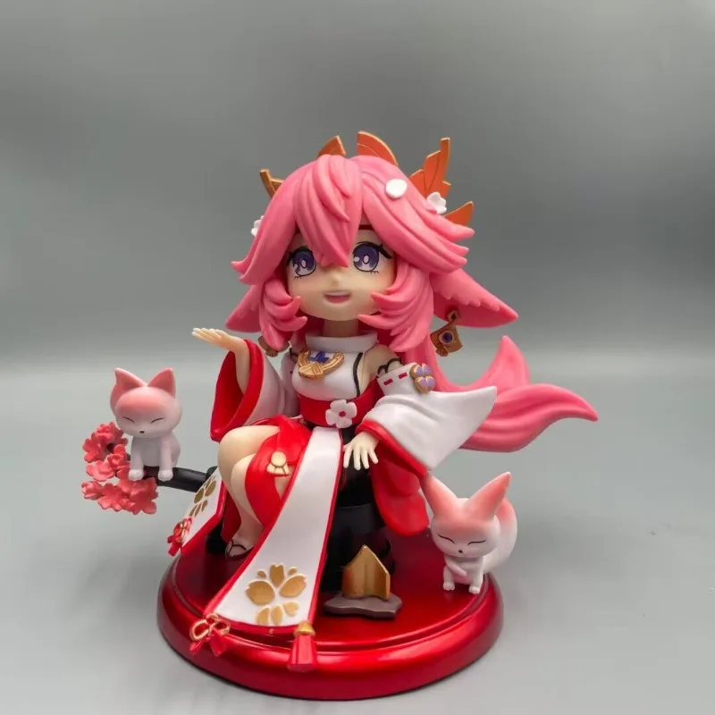 

New GameTwo-Dimensional Girl Q Version Naughty Yae Shenzi Sitting Ornament Model Figure For Children's Gifts