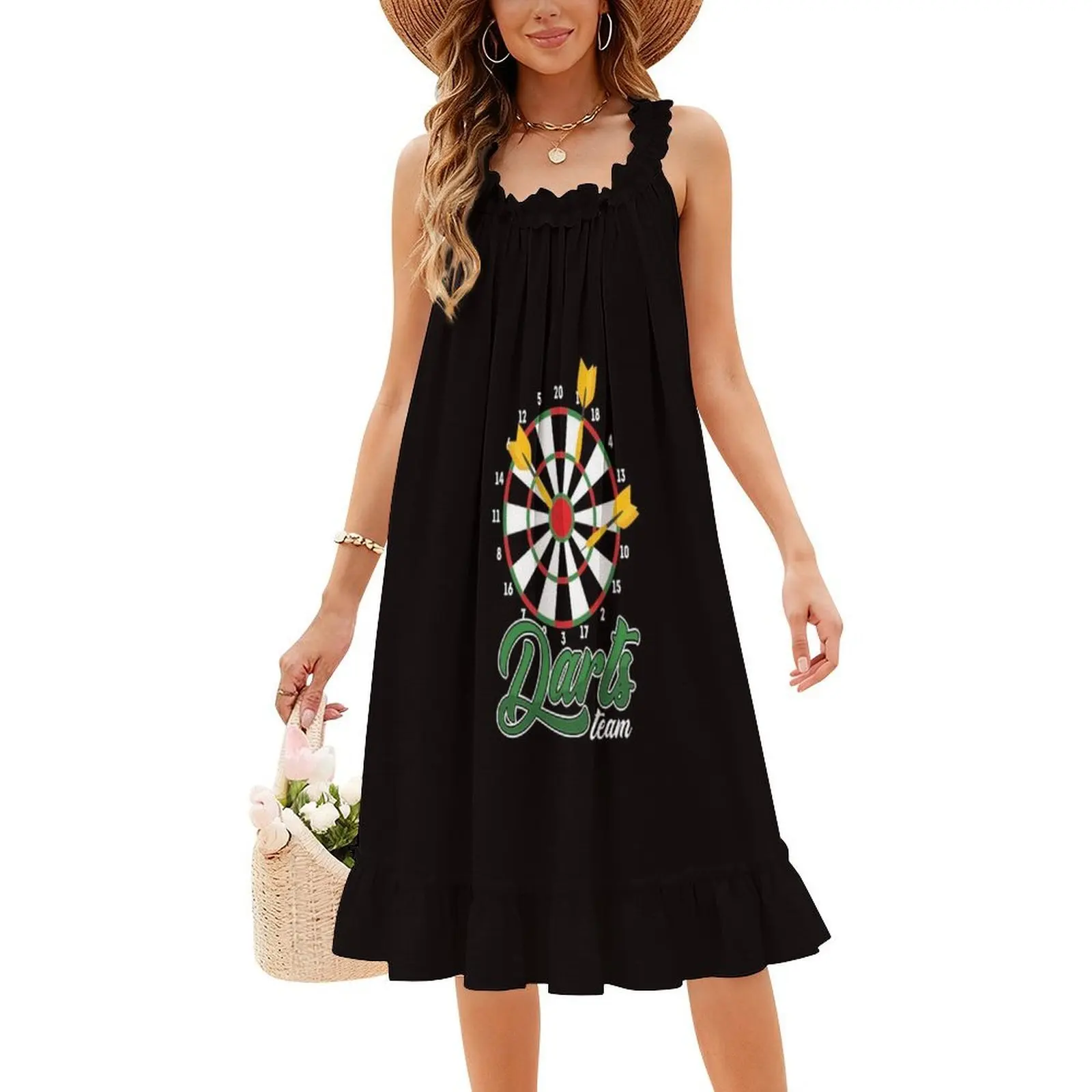 فستان Darts Team Dartboard Dartist Bullseye Target Dart Floral Smock للنساء للربيع والصيف فستان كاجوال لسهام السهام للحفلات