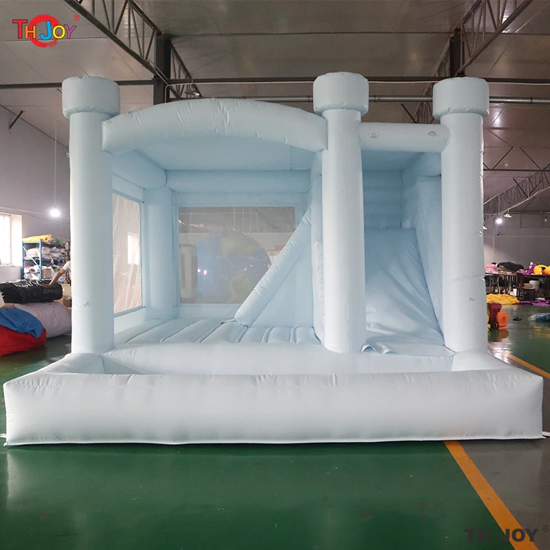 4x4m Commercial Pastel PVC Bounce House With Slide Ball Pit Jumping Castle Inflatable Wedding Bouncy Castle For Sale