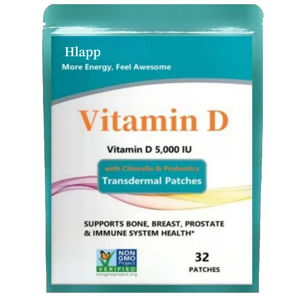 Vitamin D3, Vitamin D 5,000 IU, Transdermal Patches,Vitamin D Supplements with Chlorella, Fruit, Veggies & Probiotics, 32pcs