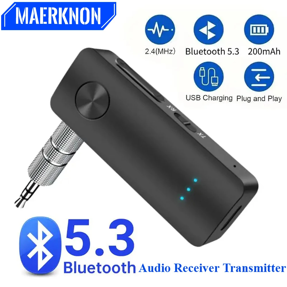 

Беспроводной Bluetooth 5,3 приемник 3,5 мм Aux разъем музыкальный аудио автомобильный приемопередатчик адаптер для авто музыкальный аудио Aux приемник для наушников