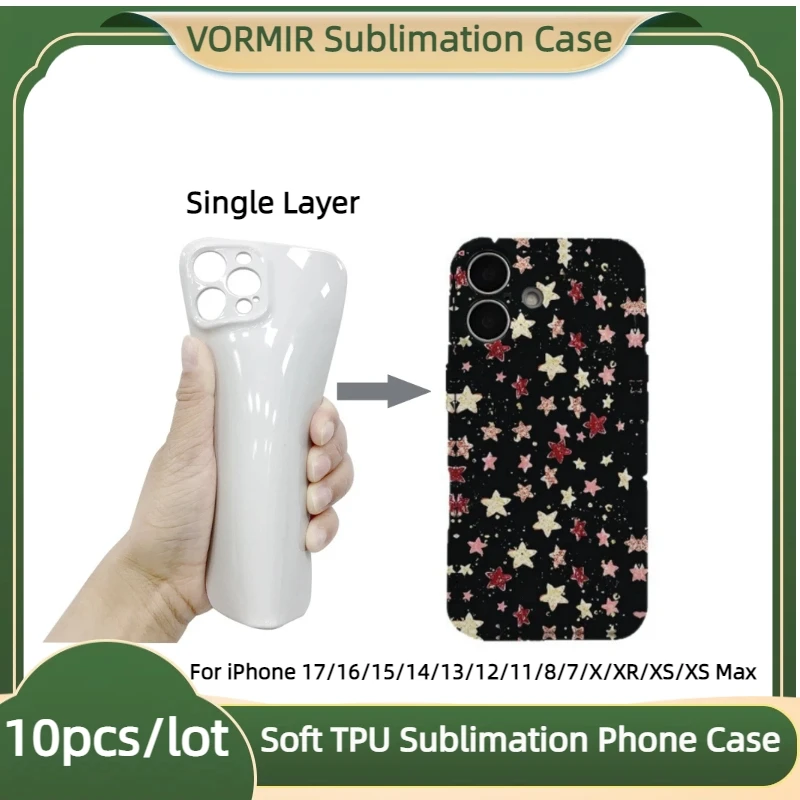 

VORMIR 10pcs Single Layer Soft TPU Shell 3D Sublimation Phone Case Heat Vacuum Press Mobile Cell Cover Blank For iPhone 17 16 15