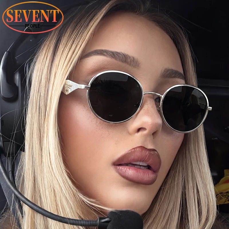 

Metal Frame Steampunk Round Photochromic Sunglasses Women 2026 Luxury Designer Retro Oval Driving Sun Glasses Vintage Shades