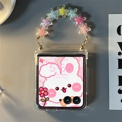 New Cute Transparent Colorful Star Bracelet Case for Motorola Razr 40 Ultra 60 50 Ultra Razr Plus 2025 2024 2023 Hinge Cover