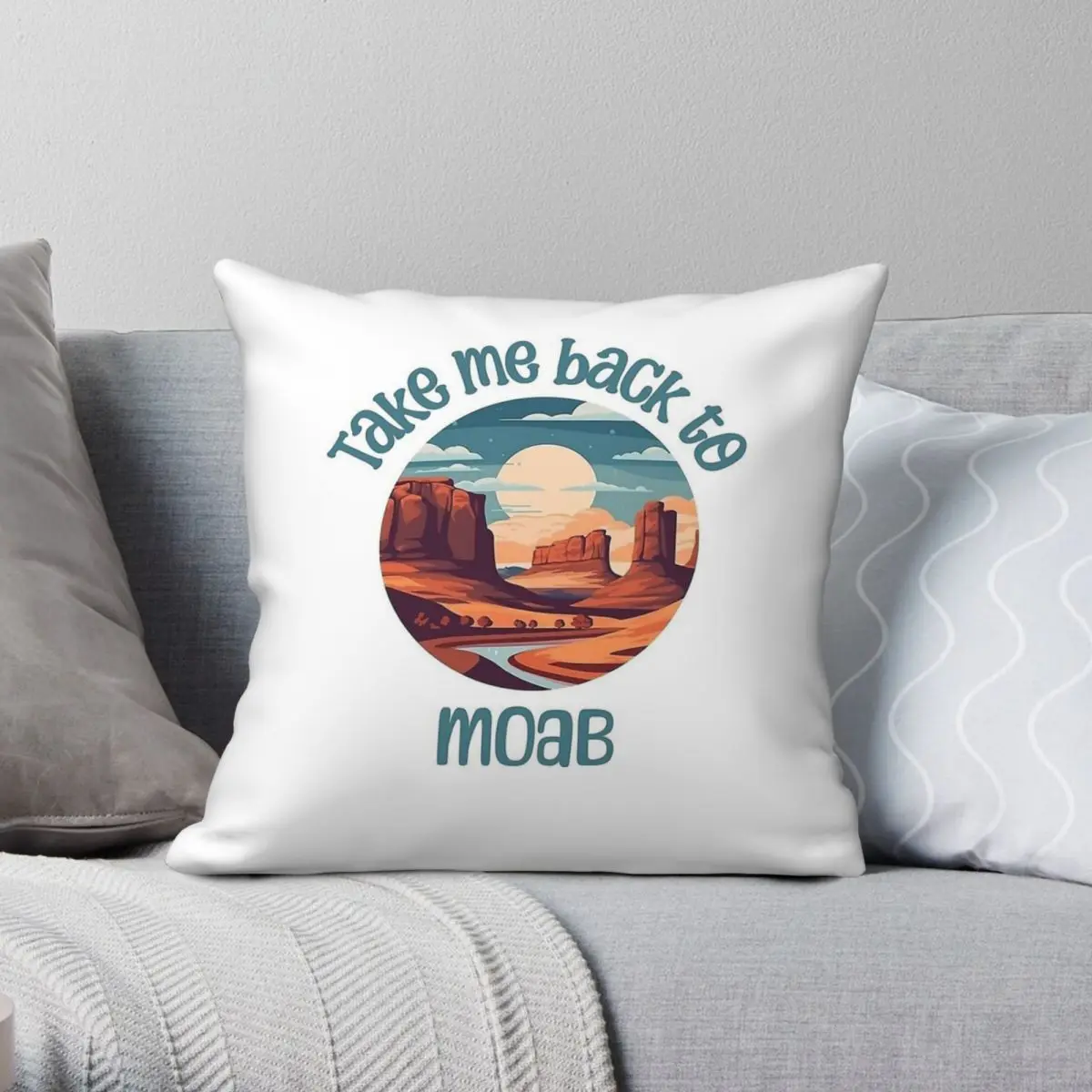 Funda de almohada cuadrada Take Me Back To Moab, poliéster, lino, terciopelo, decoración creativa con cremallera, funda de cojín para coche
