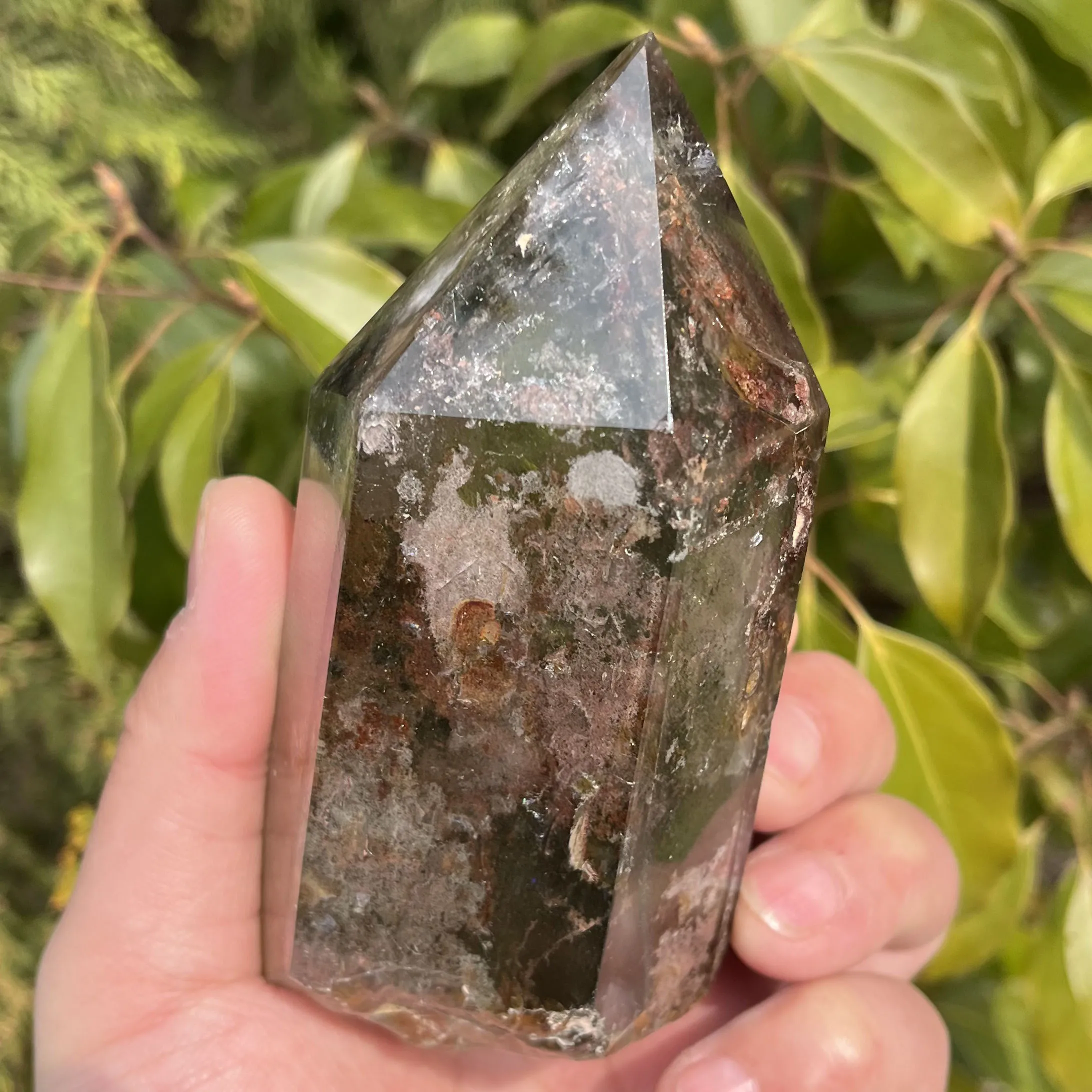 

Natural stone green phantom crystal tower polished garden quartz rod point reiki healing gift room decoration obelisk