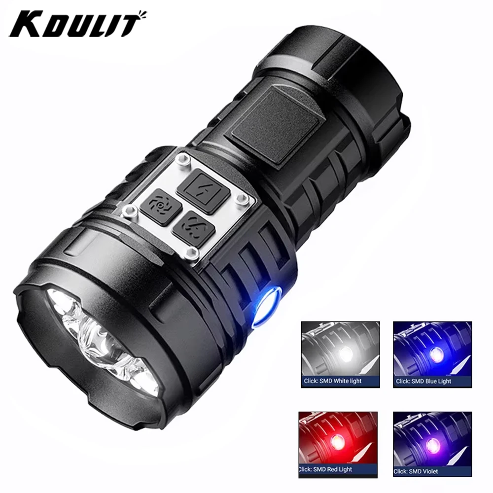 KDULIT Super Bright Mini Flashlights USB Rechargeable Torch with Built in Battery Outdoor Emergency Portable Powerful Lantern