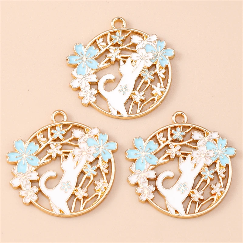 20 Stück Gemischte Cartoon-Tier- und Katzen-Anhänger, Emaille-Blumen-Charms für Schmuckherstellung, Halsketten, Ohrringe, Armbänder, DIY-Bastelgeschenke – Detail 17