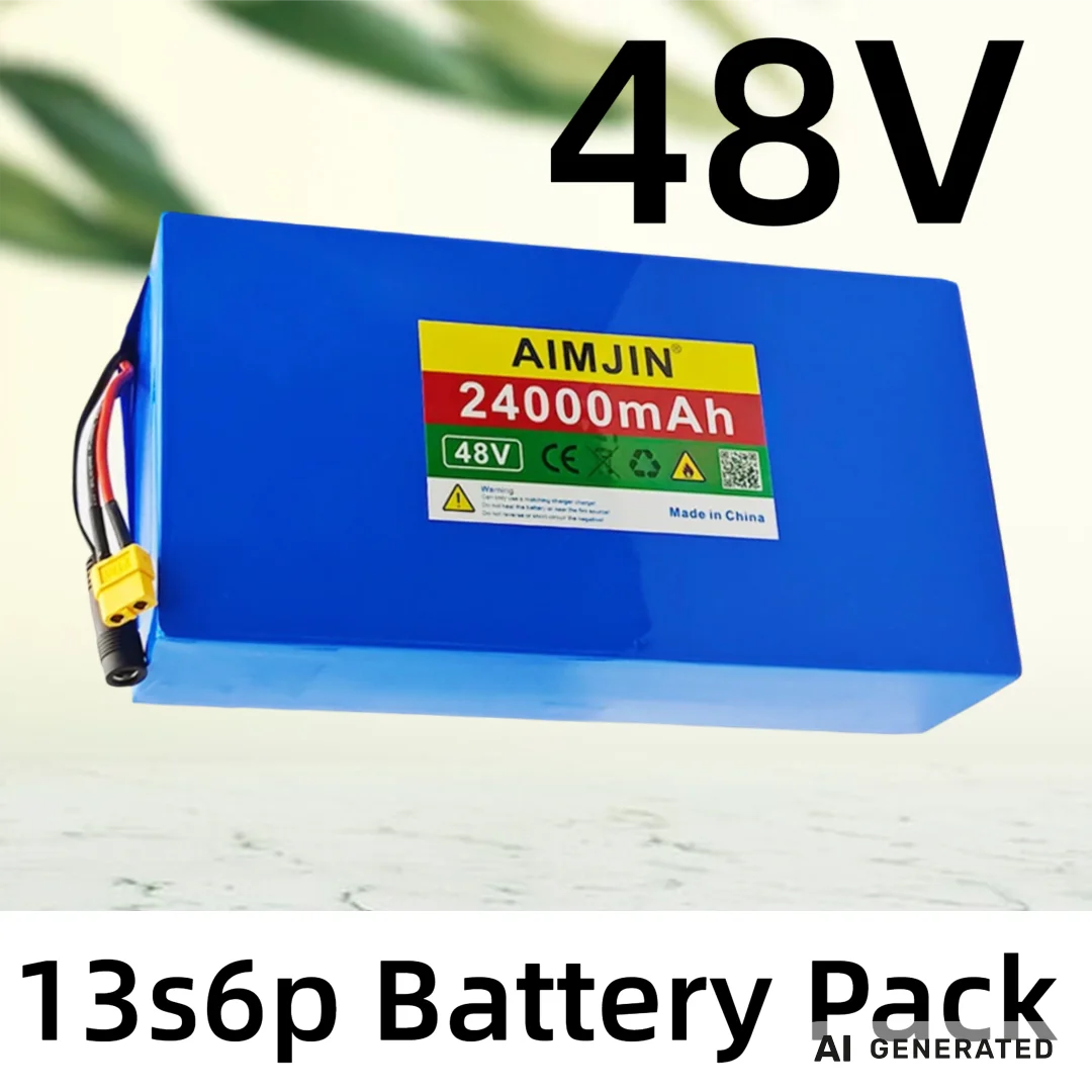 48V 24Ah 13s6p 18650 Lithium Rechargeable Battery Pack 1000w 1500w Built in BMS with 54.6v 2A Charger