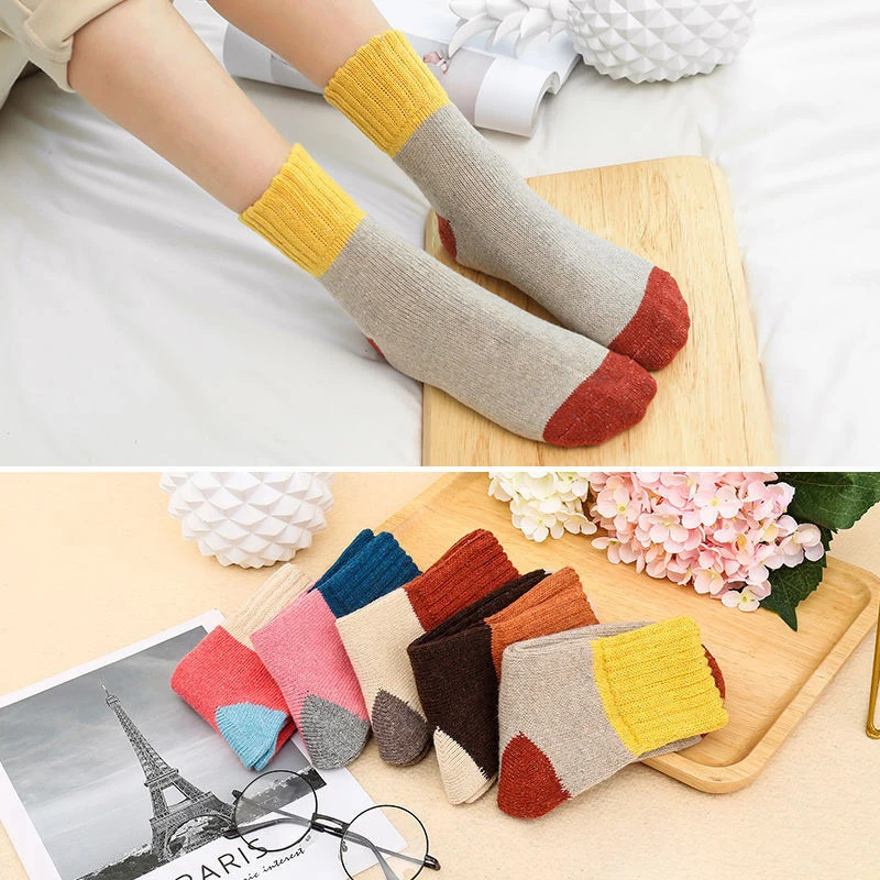 5 paires de chaussettes pour femmes, ensemble épais japonais brillant, à la mode, Simple, polyvalent, décontracté, Tube central, chaussettes chaudes et confortables en laine