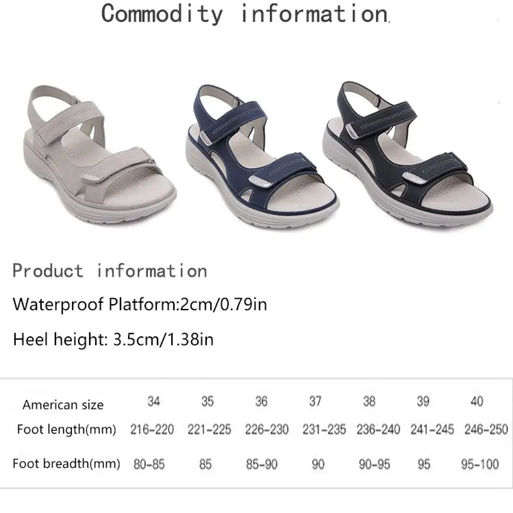 Durable Slope Heel Women Sports Sandals Platform PU Leather Beach Shoes Light Weight Thick-soled Roman Shoes Ladies