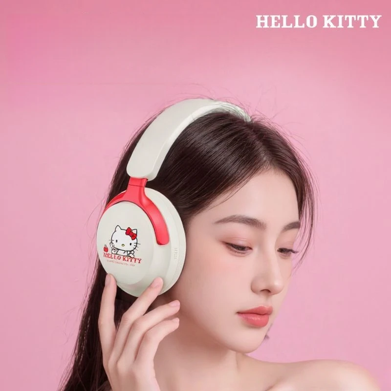 Auriculares Kawaii Hello Kitty Anime Cinnamoroll auriculares Bluetooth montados en la cabeza batería de larga duración cancelación de ruido cómoda