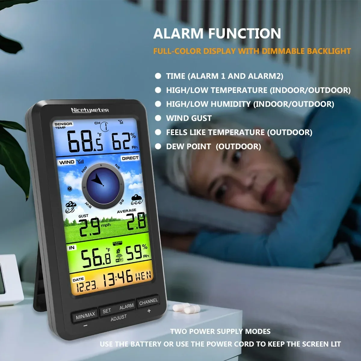 2026NEW 0214W Wireless WiFi Weather Station Wind Speed Wind Direction Indoor Temperature and Humidity 24-hour Weather Forecast