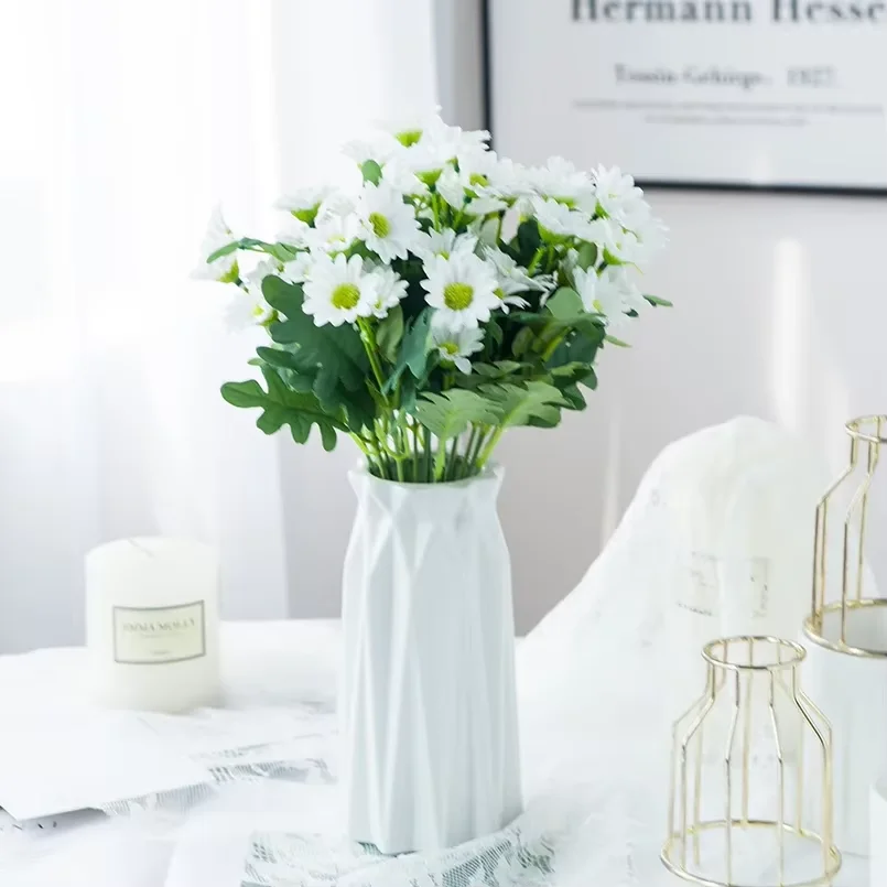 21 رؤساء الخريف الحرير ديزي باقة زينة عيد الميلاد زهرية للمنزل الزفاف ديكور المنتجات المنزلية الزهور الاصطناعية