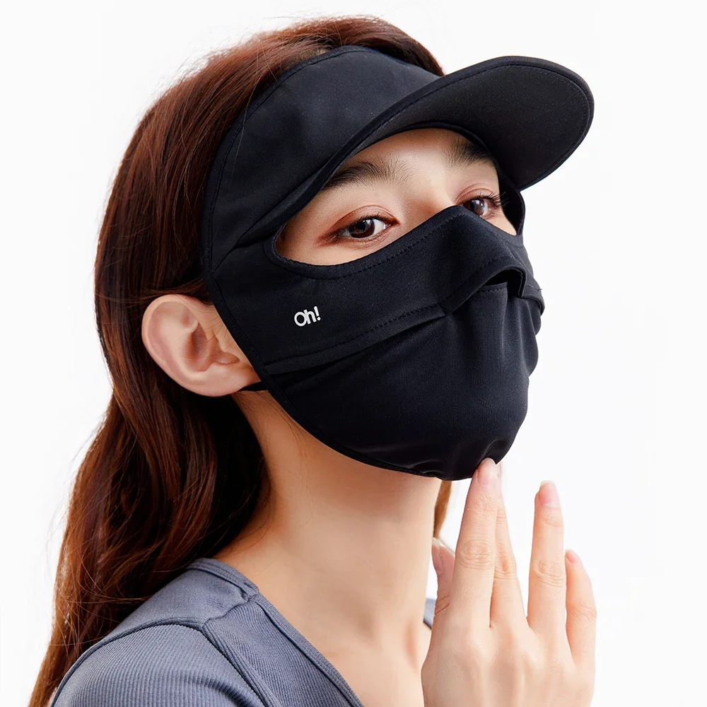 OhSunny Women UV Protection Full Face Cover with Brim Cycling Balaclava Neck Shoulder Flap Anti-UV UPF50+ Facial Guard