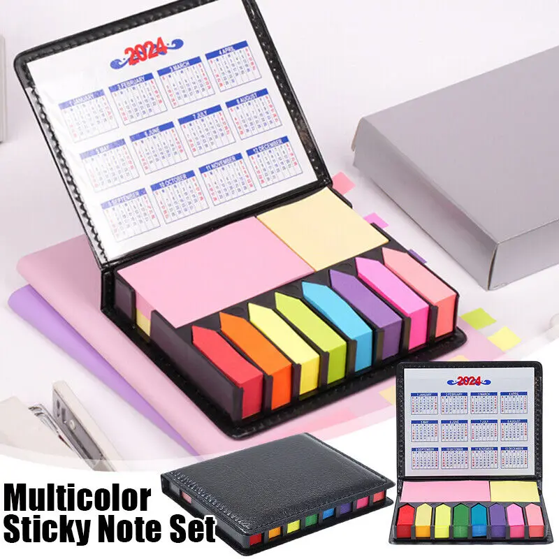 Multicolor Sticky Note Set Colored Divider Self-Stick Notes Pads Calendar Bundle Colorful Stickers Organization BookMarker