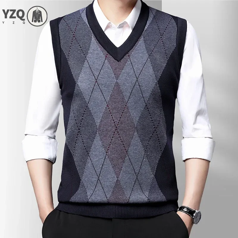 Men\'s Thickened Casual Sweater Tank Top Autumn and Winter Warm Men\'s Vest