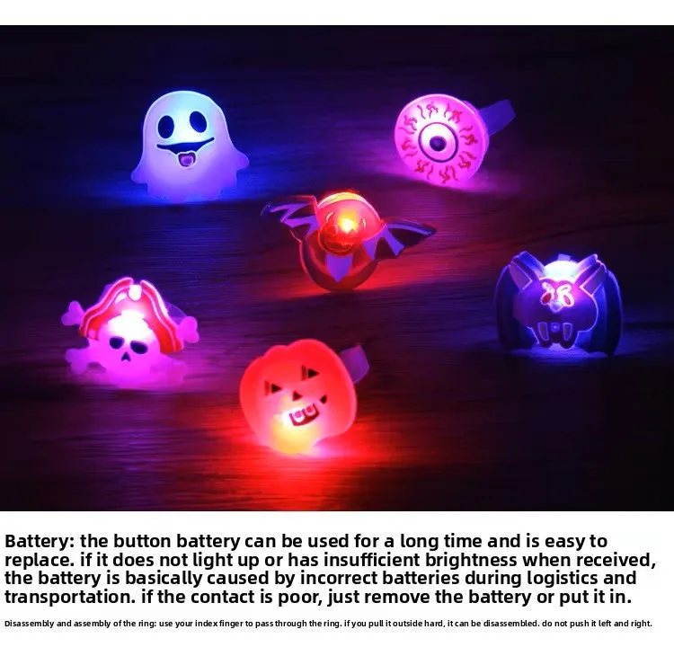 10-50 Stück LED-Ringe, Halloween-Leuchtringe in Form von Geistern und Fledermäusen, leuchtende Finger-Ringe, Halloween-Party, Geburtstagsgeschenke, Dekorationen und Zubehör. – Detail 12