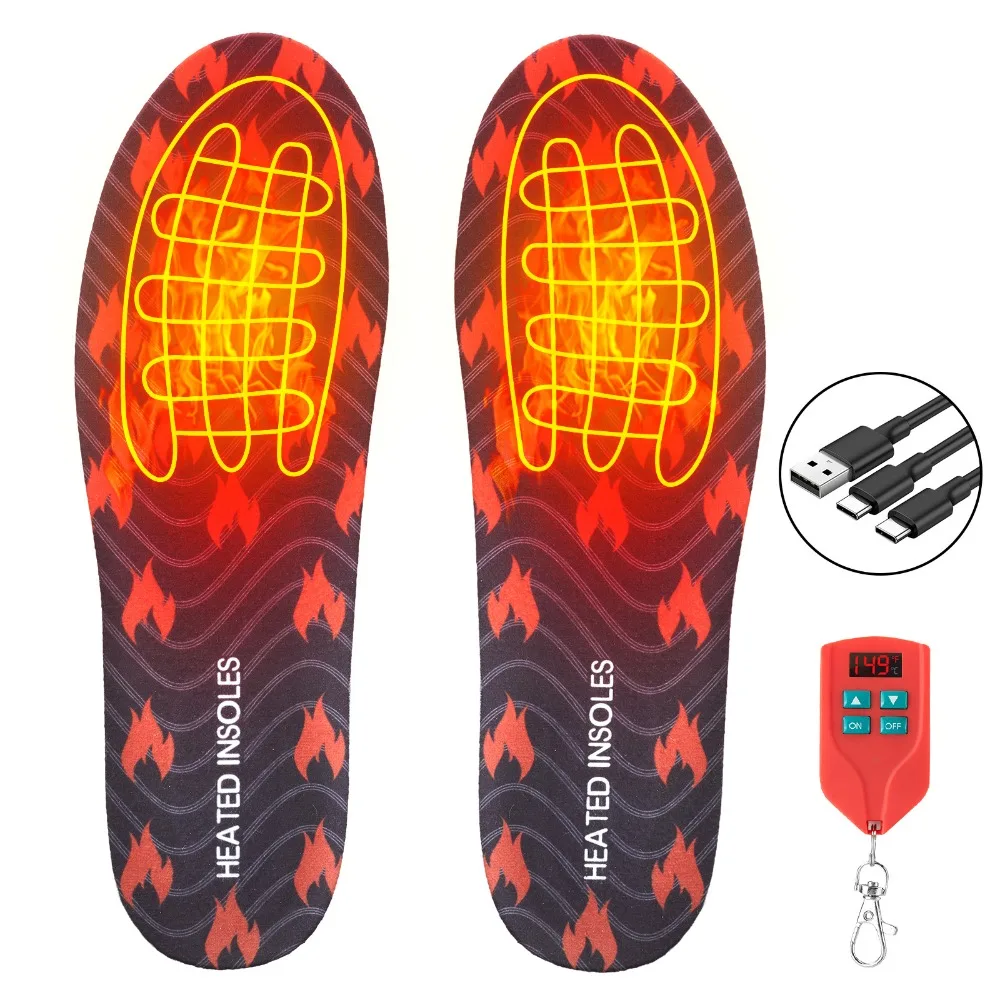 

Heated Insole with Remote Control, LED, Precise Temperature Control, Can Switch Temperature, Heel Mat Design