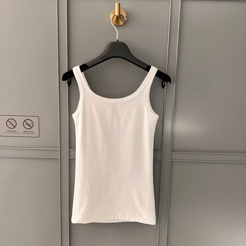 2023 Latest Poplin Top Quality Summer White Ribbed Re-Edition Label Jersey Tank Tops Women Clothing Casual Style