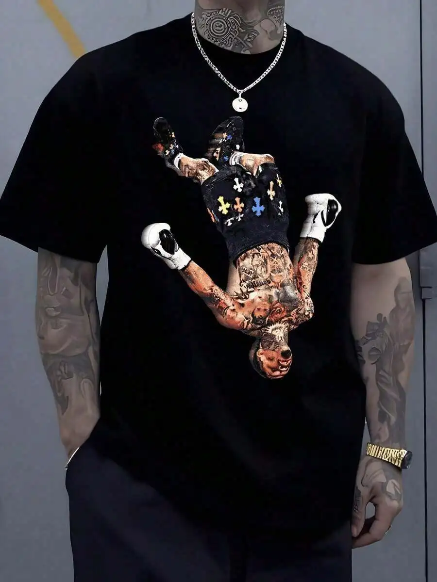 1 PcsGraphic Shows Tattooed Hand Forming Peace Sign With Vivid Cross Patterns Symbolizing Strength