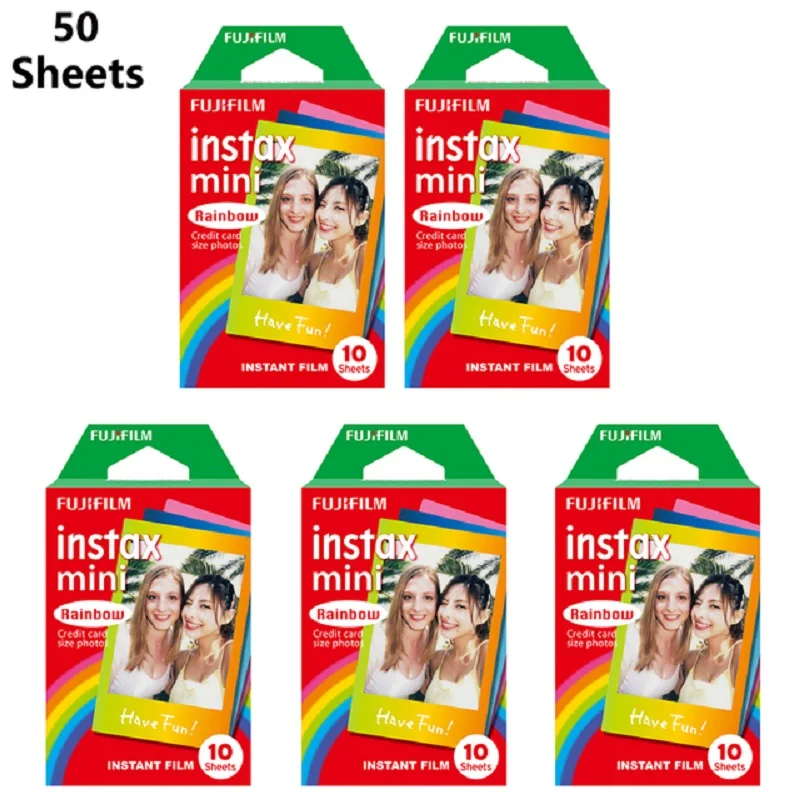فيلم Fujifilm-Instax المصغر ، أفلام قوس قزح ، ورق صور للكاميرا الفورية ، كلاسيكي 12 ، 11 ، 8 وصلات ، بطابعة ، 10-50 ورقة