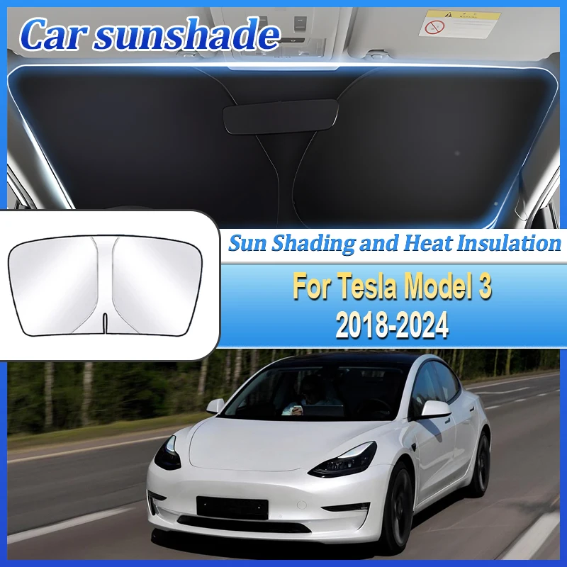 

Автомобильная защита от солнца для Tesla Model 3 2018 2019 2020 ~ 2024, стальное кольцо с защитой от УФ-лучей, солнцезащитный козырек на лобовое стекло, аксессуары для конфиденциальности
