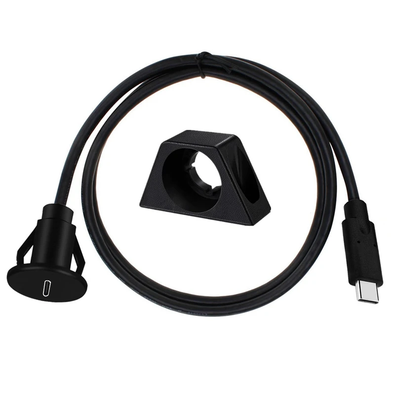 5Gbps Type C 3.1 Car Flush Mount Cable USB C Panel Mount Male to Female Extension Cable for Car Truck Boat Motorcycle Dashboard