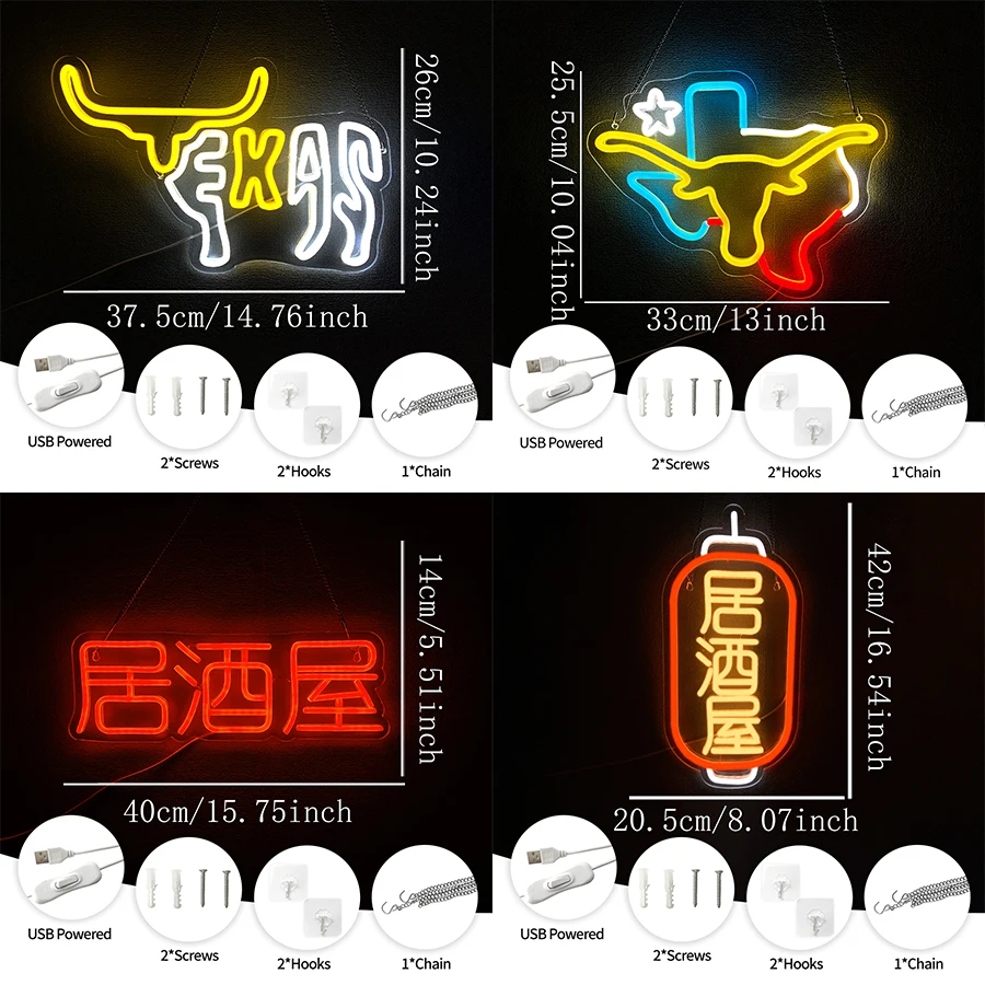 Texas Led Neon Sign, Texas Longhorn Icon Bar Sign, Suitable For Western Bedroom Club Party Men'S Cave Game Room Decor Gifts.