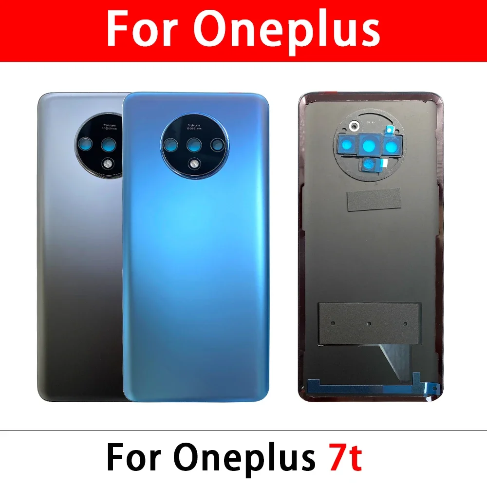 NEW Battery Back Cover Rear Panel Door Replacement Housing Case With STICKER Adhesive With Camera Lens For Oneplus 7 7T Pro